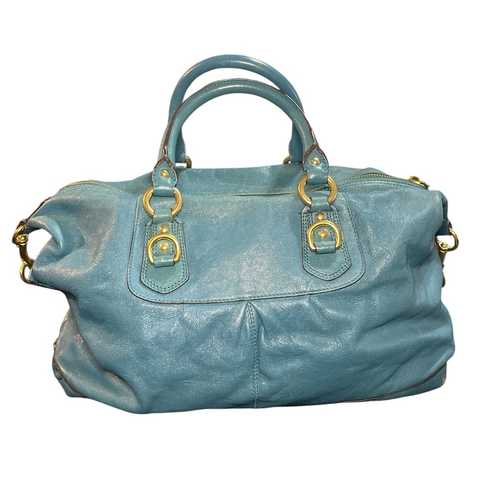 🎉HP🎉Coach Aqua Blue Teal Leather Satchel - Picture 3 of 14